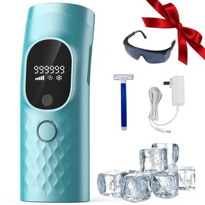 Laser Hair Removal for Women and Men - Permanent Painless Ice Cooling IPL Device Remover Machine with Shaver, Goggles, 999,999 Flashes for Body and Face, Corded